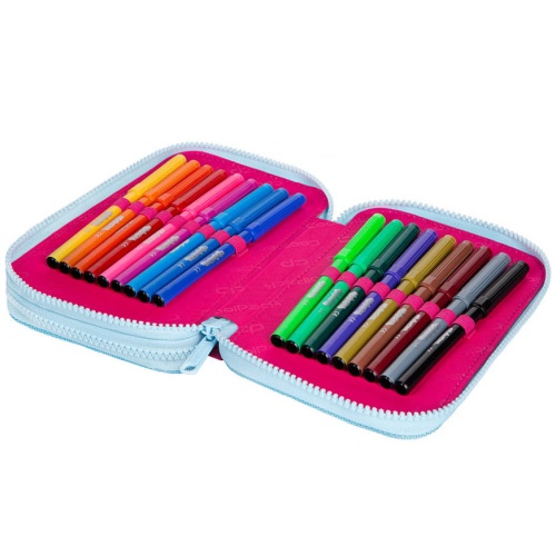 Forminis dviejų skyrių penalas su priedais CoolPack Jumper 2 Pink Scribble