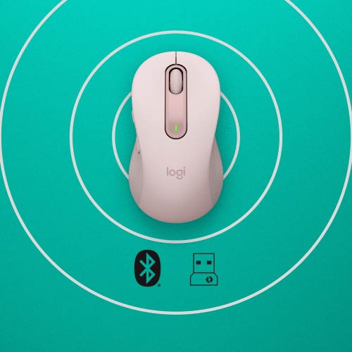 Pelė belaidė Logitech Signature M650 (910-006254) RF Wireless+Bluetooth Optical 2000 DPI, Rose