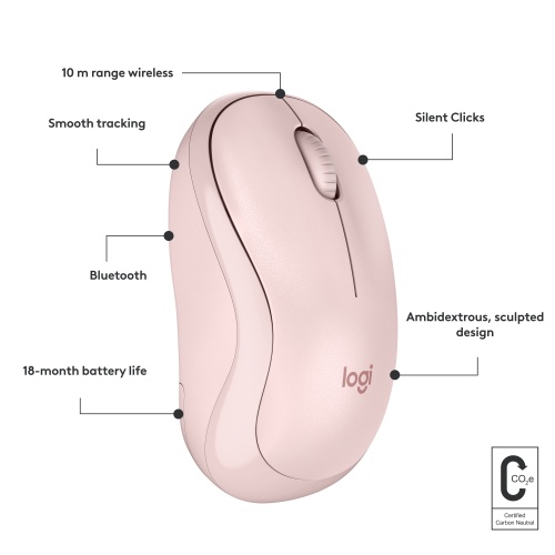 Logitech M240 Silent Belaidė pelė, Bluetooth, Rose