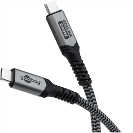 Goobay USB-C Cable, USB4, 1.8 m, bBack/Silver USB-C to USB-C
