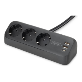 Digitus 3-way office socket strip with 2x USB-A and 1x USB-C connections DA-70625