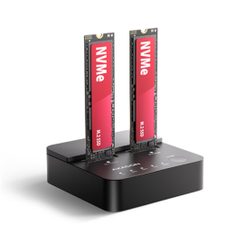 AXAGON USB-C 20Gbps docking station for 2× M.2 NVMe SSD with disk cloning function without PC ADSA-M2C22L