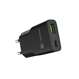 Natec Ribera USB Charger Gan Slim USB 1X USB-A + 1X USB-C 20W NUC-2377