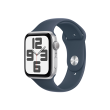 Apple Watch SE GPS 44mm Silver Aluminium Case with Storm Blue Sport Band - M/L Apple