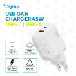 Digitus USB GaN Charger 45W, 1x USB-C, 1x USB-A DA-10302