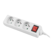 Lanberg Cable Power Strip, 3X French Outlets with Switch, Quality-Grade Copper, 1.5 m PS1-03E-0150-W