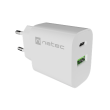 Natec Ribera USB Charger 1X USB-A + 1X USB-C 20W, White