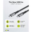 Goobay USB-C Cable, USB4, 1.8 m, bBack/Silver USB-C to USB-C