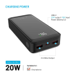 Fixed Power Bank Zen2 20 with LCD Display and PD 20W Output 20000 mAh Black