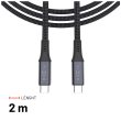 Fixed Braided Cable USB-C/USB-C, 2m, USB4 gen2 20Gbps, 4K 60Hz, 240W FIXDBP-CC2-GR
