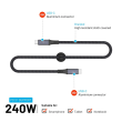 Fixed Braided Cable USB-C/USB-C, 2m, USB4 gen2 20Gbps, 4K 60Hz, 240W FIXDBP-CC2-GR