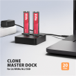 AXAGON USB-C 20Gbps docking station for 2× M.2 NVMe SSD with disk cloning function without PC ADSA-M2C22L