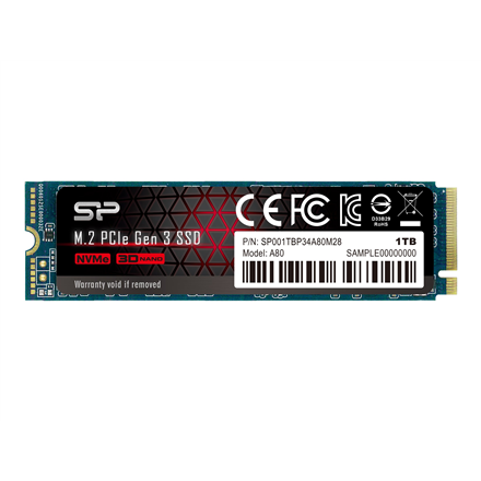 Silicon Power SSD | P34A80 | 1000 GB | Solid-state drive interface PCIe Gen3x4 | Read speed 3400 MB/