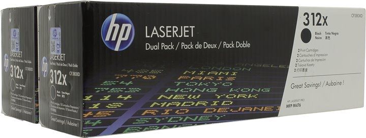 HP 312X (CF380XD) Toner Cartridge, 2-pack, Black (8800 pages)