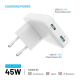 Fixed Slim Traveller 2xUSB-C Travel Charger with world adapters, GaN, 45W – 3