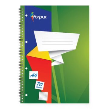 Sąsiuvinis su spirale Forpus, A4/70, linija, minkštas viršelis  0722-022