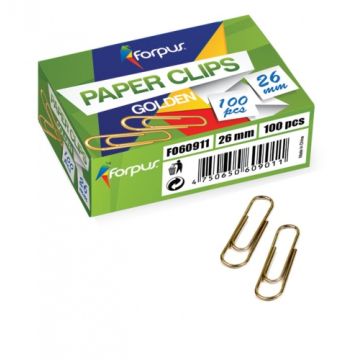 Sąvaržėlės Forpus, geltono metalo, 26mm, apvalios (100)