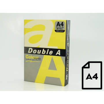Spalvotas popierius Double A, 80g, A4, 500 lapų, Lemon