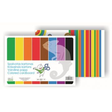 Kartonas SMLT, A4, 190 g, spalvotas, 8 lapai , vienpusis