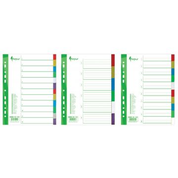 Skiriamieji lapai Forpus, A4, 1-12 spalvos, plastikiniai