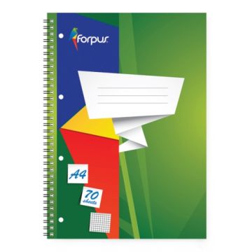 Sąsiuvinis su spirale Forpus, A4/70, langeliais, minkštas viršelis  0722-003