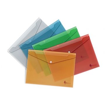 Aplankas-vokelis su spaude Forpus, A4, plastikinis, raudona, skaidrus