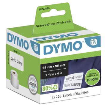 Dymo 99014 (S0722430) Etikečių ritinėlis Black on White, 54mm x 101mm, 220 Lipdukų