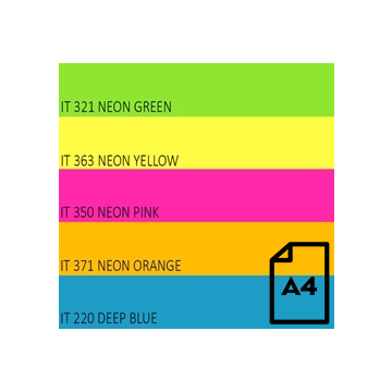 Spalvotas Neon popierius Double A, 75g, A4, 100 lapų, Rainbow 4, 5 Neon spalvų