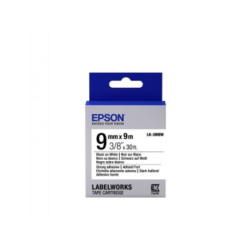 Epson LK-3WBW (C53S653007) Ženklinimo juostelė, Strong Adhesive, Black on White, 9mm 9m