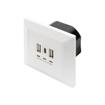 Digitus Socket with USB A & USB-C Ports, flush mounted