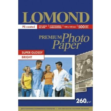 Fotopopierius Lomond Premium Photo Paper Super Blizgus 260 g/m2 10x15, 500 lapų, Bright