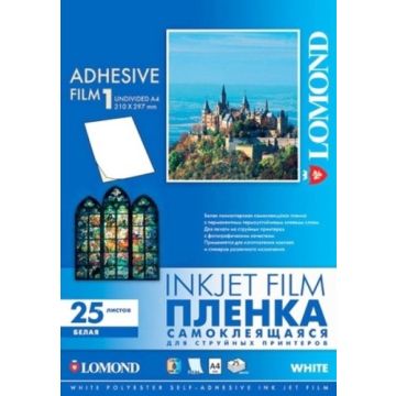 Lipni plėvelė Lomond Inkjet Film Self Adhesive Balta Blizgi A4, 25 lapai
