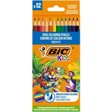 BIC Spalvoti pieštukai Kids Smooth 12 spalvų rinkinys