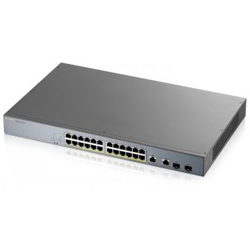 Zyxel Networks Gs1350-26hp, 26 Port Managed Cctv Poe Switch, Long Range, 375W