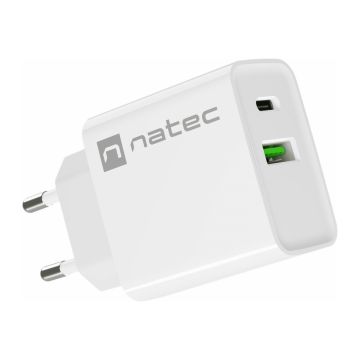 NATEC Charger Ribera USB-A+USB-C PD 20W