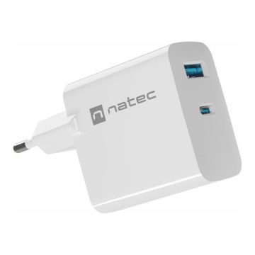 NATEC Charger Ribera GaN USB-A+USB-C 65W