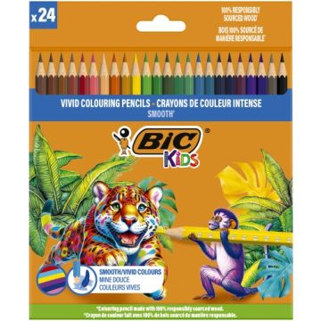 BIC Spalvoti pieštukai Kids Smooth 24 spalvų rinkinys