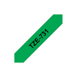 Brother TZe-731 Laminated Tape Black on Green