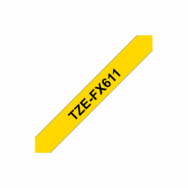 Brother TZe-FX611 Flexible ID Laminated Tape Black on Yellow