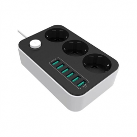 ColorWay Power Socket :3 EU plugs/6USB Blac CW-CHE36B 1.8 m