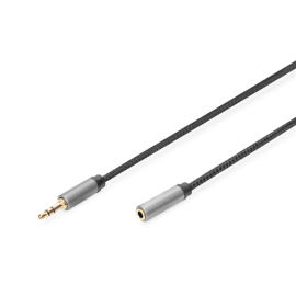 Digitus AUX Audio Cable Stereo 3.5mm Male to Female Aluminum Housing 	DB-510210-018-S 1.8 m
