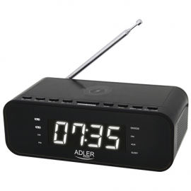 Adler Alarm Clock with Wireless Charger AD 1192B AUX in