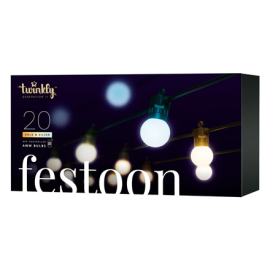 Twinkly Festoon Smart LED Lights 40 AWW (Gold+Silver) G45 bulbs