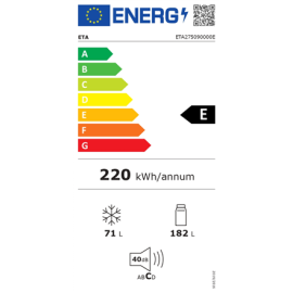 ETA Refrigerator | ETA275090000E | Energy efficiency class E | Free standing | Combi | Height 180 cm
