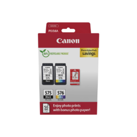 Canon PG-575/CL-576 | Ink Cartridge + Photo Paper Value Pack | Colour (cyan