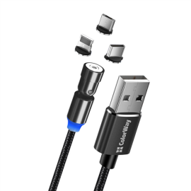 ColorWay Cable 3in1 (Lightning+MicroUSB+Type-C) Magnetic Rotation 540° 2.4А