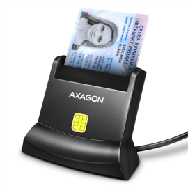 AXAGON Universal desktop USB contact Smart card/ID card reader with long