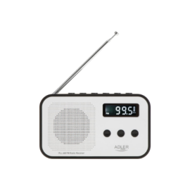 Adler | Digital radio PLL AM/FM | AD 1907 | Alarm function | White/Black