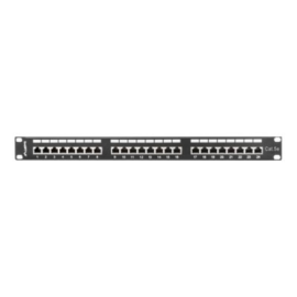Lanberg | Patch Panel 24 Port 1U 19" CAT.5E FT with Cable Organizer Shielded | PPS5-1024-B | Black