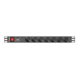 Lanberg Power Distribution unit (PDU) 19" 1U 16A 2m 7X Schuko oulets | PDU-07F-0200-BK